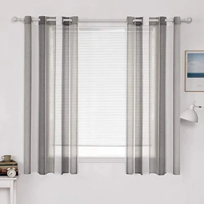 Abbildung von MIULEE Gardinen Gestreift Transparent mit Ösen, Voile Vorhänge Wohnzimmer Modern 2er Set, Vorhang Schlafzimmer Dunkelgrau Weiss Gestreift, Halbtransparent Streifen 140X175 cm