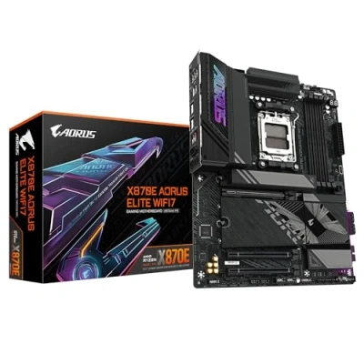 Abbildung von GIGABYTE X870E A Elite WIFI7 Mainboard Unterstützt AMD Ryzen 9000 CPUs, 16+2+2 Phasen Digital VRM, bis zu 8000MHz DDR5 (OC), 3xPCIe 5.0, Wi Fi 7, 2.5GbE LAN, USB 4
