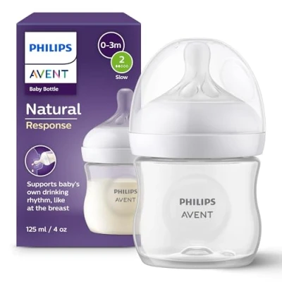 Abbildung von Philips Avent Natural Response Babyflasche Babyflasche, 125 ml, für Neugeborene ab 0 Monaten, BPA frei (Modell SCY900/01)