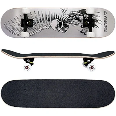 Abbildung von FunTomia Skateboard mit ABEC 9 Kugellager Rollenhärte 100A und 100% 7 lagigem kanadisches Ahornholz (Adler schwarz)