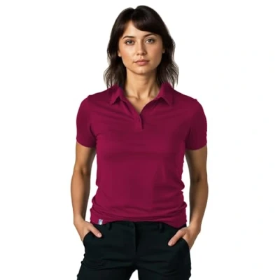 Abbildung von ALPIN LOACKER Merino Shirt Damen Kurzarm und Poloshirt I atmungsaktives Funktionsshirt schnelltrocknend für Sport Wandern Merinowolle Tshirt Thermooberteil, Berry M
