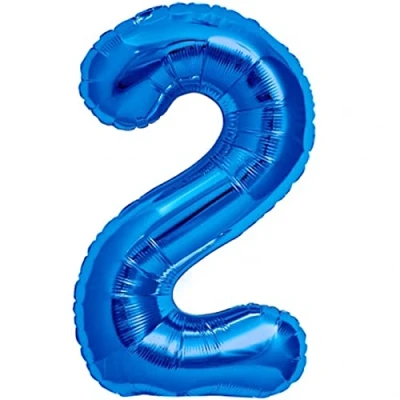 Abbildung von Luftballon 2. Geburtstag Zahl 2 Blau XXL Riesen Folienballon 100cm Geburtstagsdeko Jungen Ballon Deko zum Geburtstag. Fliegt mit Helium.
