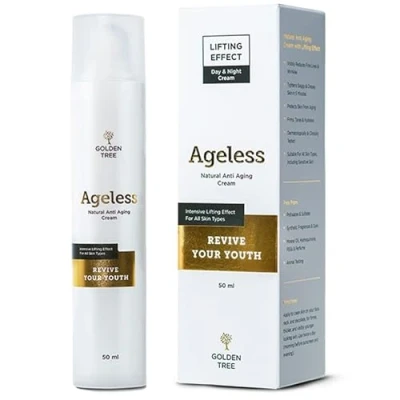 Abbildung von Golden Tree Ageless Anti Falten Creme Aging Gesichtscreme Tag und Nacht Hautpflegeformel erhöht Kollagen Elastin verbessert das Hautvolumen glättet verjüngt die Haut