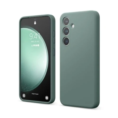 Abbildung von elago Flüssig Silikon Case Kompatibel mit Samsung Galaxy S24 Hülle, Premium Handyhülle, Ganzkörperschutz [4 Lagige Stoßfeste Struktur], Kratzfestes Weiches Mikrofaserfutter (Nachtgrün)