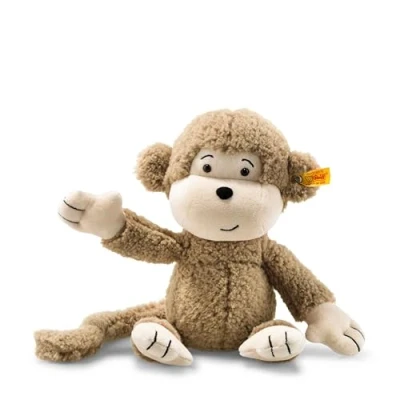 Abbildung von Steiff Kuscheltier Brownie Affe, Süßes Stofftier mit Kunststoffaugen, Kinder, Jungen &amp; Mädchen, Soft Cuddly Friends, Plüschtier 30 cm, Beige, 060304, Hellbraun