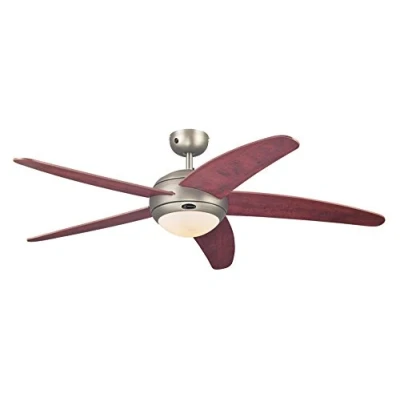 Abbildung von 132 cm Deckenventilator Bendan 72564 mit Einzelleuchte und fünf Flügeln, Ausführung in dunklem Zinn Opalmilchglas