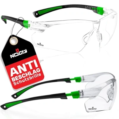 Abbildung von NoCry Schutzbrille mit Durchsichtigen Anti Beschlag und kratzbeständigen Gläsern, Seitenschutz Rutschfesten Bügeln, UV Schutz, EN166/EN170 zertifiziert. Verstellbar (Schwarz &amp; Grün)