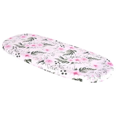 Abbildung von Medi Partners Spannbettlaken Spannbettuch Kinderwagen 86x40cm 100% Baumwolle Matratzenschoner Baby (Pinke Blumen)