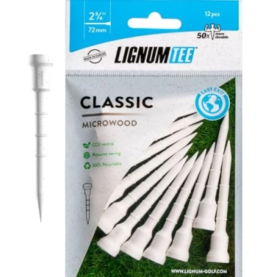 Abbildung von Longridge Golf Tees Weiß 72mm 12 Stück Microwood mit Distance Ring System