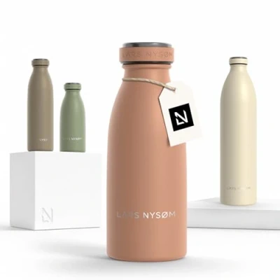 Abbildung von LARS NYSØM Edelstahl Trinkflasche 350ml, 500ml, 750ml, 1L, 1 5 liter Thermosflasche Kohlensäure geeignet Auslaufsichere Wasserflasche für Sport, Outdoor, Schule (Blush Rose, 350ml)