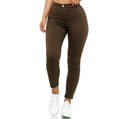 Abbildung von Elara Damen Jeans High Waist Slim Fit Chunkyrayan JS710 2 Olive 40 (L)