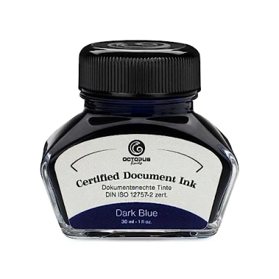 Abbildung von Octopus Fluids Document Ink dark blue, dokumentenechte Tinte, zertifiziert nach DIN ISO 12757 2, dunkelblau, 30 ml