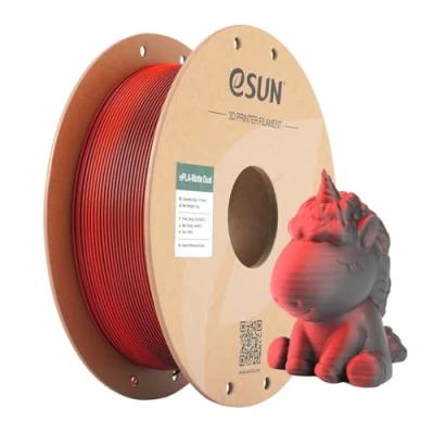 Abbildung von eSUN Matte Dual Colour Filament, PLA Filament 1.75mm, glanzfreie Farbe, gefrostete Textur, 1KG Spule (2.2 LBS) 3D Druck für Drucker, Rot Schwarz