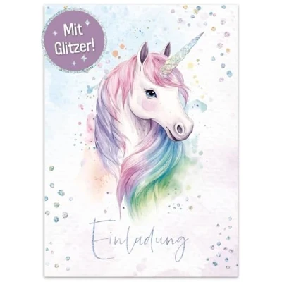 Abbildung von 12 x Einladungskarten Kindergeburtstag A6 &quot;Einhorn&quot; Party Einladungen für Kinder, Geburtstags von Lernfreunde nachhaltig &amp; klimafreundlich