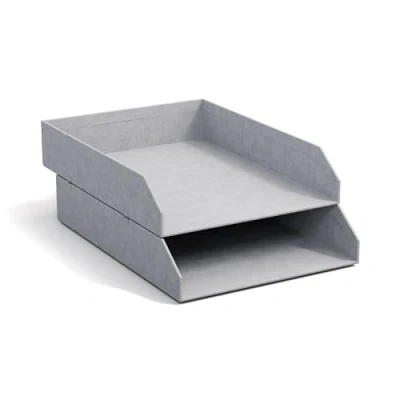 Abbildung von Bigso Box of Sweden HAKAN 2er Set Briefablage für den Schreibtisch stapelbare Ablagefächer Briefe, Dokumente usw, Ordnungssystem aus Faserplatte mit Papier in Leinenoptik mintgrün