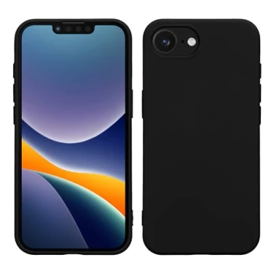 Abbildung von kwmobile Hülle kompatibel mit Apple iPhone 16e gummierte TPU Silikon Handyhülle Schutzhülle für kabelloses Laden Case in Schwarz matt