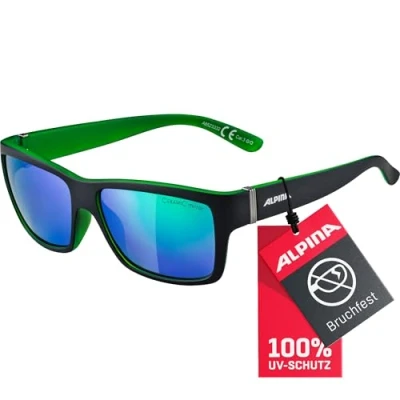 Abbildung von ALPINA KACEY Verspiegelte und Bruchsichere Sonnenbrille Mit 100% UV Schutz Für Erwachsene, black matt green, One Size