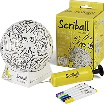 Abbildung von Mitre Kinder Scriball Personalisierbarer Mini Fußball Mit Filzstiftsortiment, Oobil, One Size