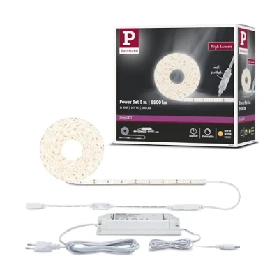 Abbildung von Paulmann 789.57 SimpLED Power Strip Set 5m Warmweiß 50W beschichtet mit Schnurdimmer 1100lm/m, Weiß