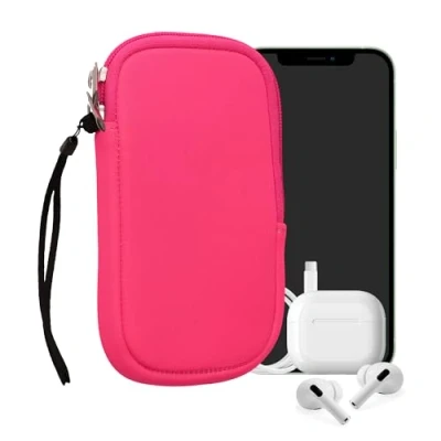 Abbildung von kwmobile Handytasche für Smartphones M 5,5&quot; Neopren Handy Hülle Neon Pink Tasche 15,2 x 8,3 cm Innenmaße