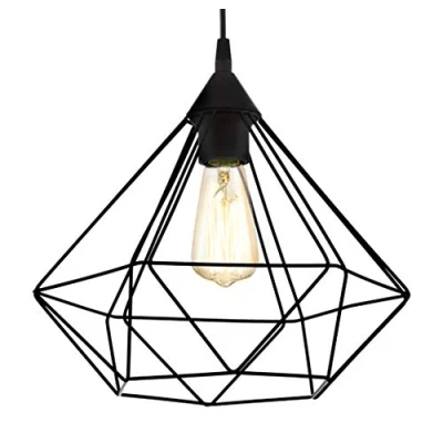 Abbildung von EGLO Pendellampe Tarbes, 1 flammige Vintage Pendelleuchte im Retro Look, Material: Stahl, Kunststoff, Farbe: Schwarz, Fassung: E27, Ø 32,5 cm