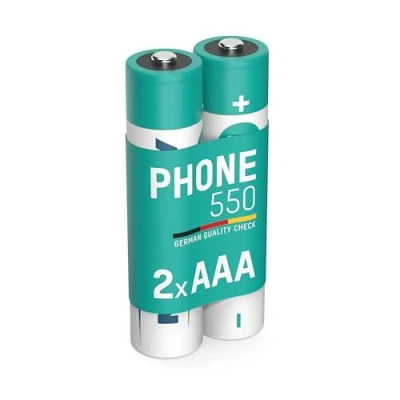 Abbildung von ANSMANN Akku AAA Micro 550 mAh 1,2V NiMH für Schnurlostelefon 2 Stück Wiederaufladbare Batterien mit geringer Selbstentladung maxE Akkus ideal DECT Telefon schnurlos Rechargeable Battery