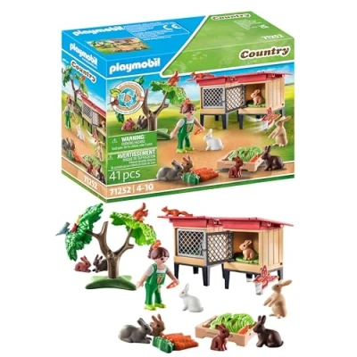 Abbildung von PLAYMOBIL Country 71252 Kaninchenstall, Tiere für den Bio Bauernhof, Nachhaltiges Spielzeug Kinder ab 4 Jahren