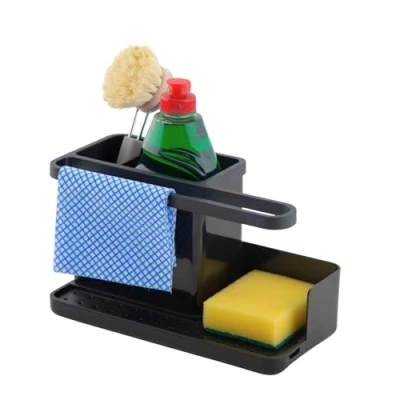 Abbildung von simplywire Spülbecken Caddy Organizer Abnehmbare Auffangschale rutschfest Schwarz
