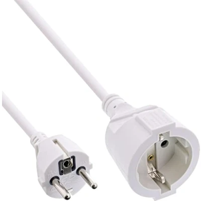 Abbildung von InLine® Strom Verlängerung Schutzkontakt Stecker/Buchse, weiß, 1m