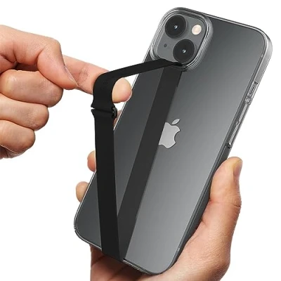 Abbildung von Sinjimoru Silikon Handy Halterung für Finger mit Clip, Fingerhalter Handyhülle iPhone Phone Strap Fingerhalterung &amp; Android. Sinji Loop Clip 200 Schwarz
