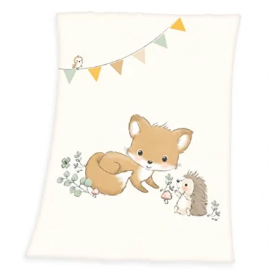 Abbildung von Herding Baby Best Waldfreunde Microfaser Flauschdecke, 75 x 100 cm, Polyester, Blau