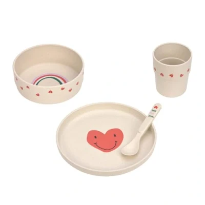 Abbildung von LÄSSIG Kindergeschirr Set (Teller, Becher, Schälchen, Löffel) ohne , BPA frei, für Spülmaschine und Mikrowelle/Dish Happy Rascals Heart lavender