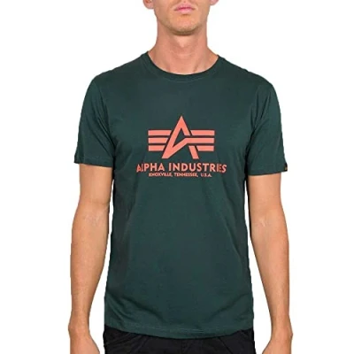Abbildung von Alpha Industries Small LOGO Tshirt print, Herren, Größe: Small, Dark petrol