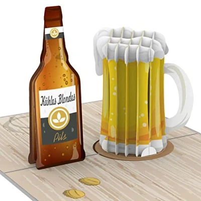 Abbildung von papercrush® Pop Up Karte Bier Lustige 3D Geburtstagskarte mit Bierflasche für Männer (Bester Freund, Papa, 18. Geburtstag, Oktoberfest) Witzige Glückwunschkarte Bierkrug, Happy Beersday