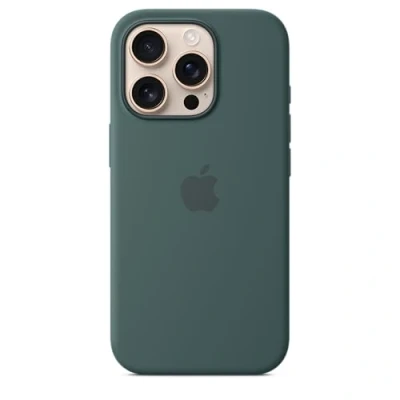 Abbildung von Apple Silikon Back Cover Grün MagSafe iPhone 16 Pro