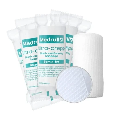 Abbildung von Medrull 10 Stück 8cm x 4m Mullbinden Set Fixierbinden Groß Verbandsmaterial ULTRA CREPP