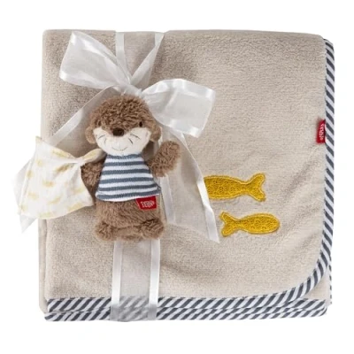 Abbildung von Fehn Kuscheldecke Otter Kuschelige Schmusedecke zum Kuscheln, als Krabbelunterlage, Schnuffeltuch oder Zudecke für zuhause und unterwegs ab 0+ Monaten
