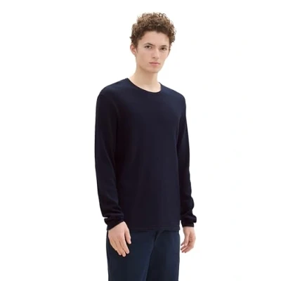 Abbildung von TOM TAILOR Denim Herren Strickpullover aus Baumwolle, 10668 Sky Captain Blue, L