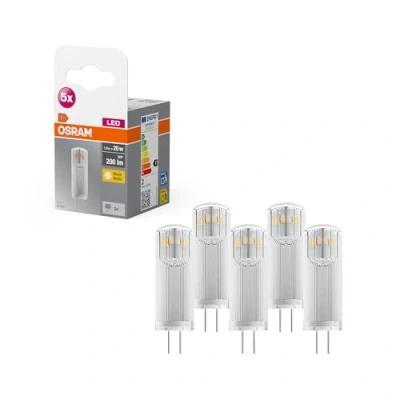 Abbildung von OSRAM Star PIN LED Lampe für G4 Sockel, klares Glas ,Warmweiß (2700K), 200 Lumen, Ersatz herkömmliche 20W Leuchtmittel, nicht dimmbar, 5 er Pack