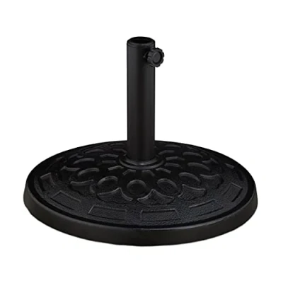 Abbildung von Relaxdays Sonnenschirmständer, für 38 48 mm Schirmstangen, dekoratives Design, wetterfest, Garten und Balkon, schwarz