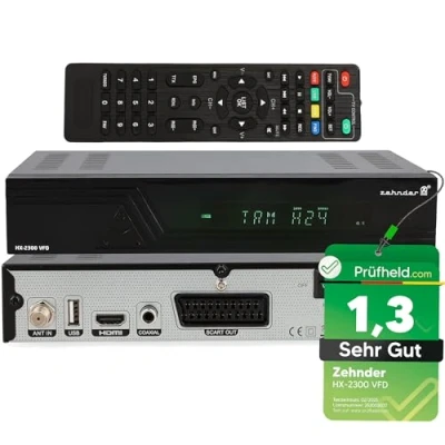 Abbildung von ZEHNDER Sat Receiver für Satellitenschüssel, Digital, AAC LC, PVR, HDMI, SCART, USB, Coaxial, USB 2.0 Alphanumerisches Display, Einkabel tauglich HX 2300 VFD HD Satelliten