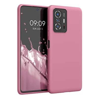 Abbildung von kwmobile Hülle kompatibel mit Xiaomi 11T / Pro gummierte TPU Silikon Handyhülle Schutzhülle für kabelloses Laden Case in Dark Rose