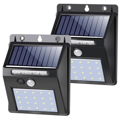 Abbildung von SALCAR Solarlampen für Außen mit Bewegungsmelder, Superhelle Solarleuchte Aussen, IP44 Wasserdichte Solar Aussenleuchte, Wandleuchte Garten, 800 Lumen 2 Stück