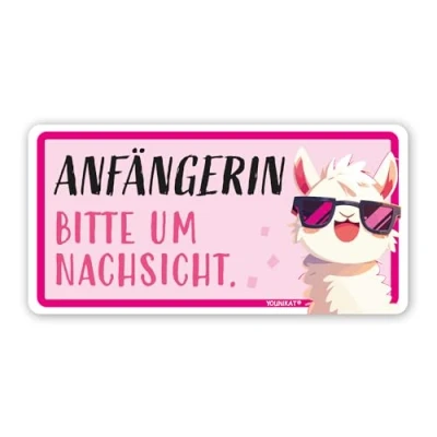 Abbildung von Fahrzeug Aufkleber Anfängerin Lama Rosa I 20 x 10 cm Fahranfänger kfz_776
