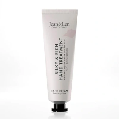 Abbildung von Jean &amp; Len Mini Silky Rich Treatment Peony Lychee, 100% recyclebare Alutube (ohne Deckel), praktische Reisegröße, sorgt für weiche Hände, Handcreme mini, ohne Parabene Silikone, vegan, 30 ml