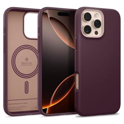 Abbildung von Caseology Nano Pop Mag für iPhone 6.3 Hülle [Weiches und staubfreies Material] Magnetischer Fallschutz in Militärqualität mit seitlichem Griffmuster, Schutzhülle Burgundy Bean