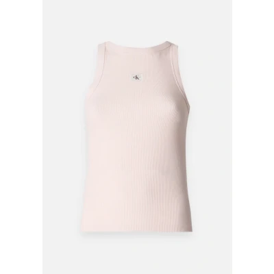 Abbildung von Calvin Klein Jeans Label TANK Top, Damen, Größe: Large, Silver peony