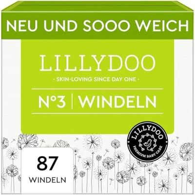 Abbildung von LILLYDOO hautfreundliche Baby Windeln Größe 3 (6 10 kg), Halbmonatsbox (87 Stück), Sicherer Auslaufschutz, Weich, Ohne Parfüme &amp; Lotionen für empfindliche Haut, Dermatologisch getestet