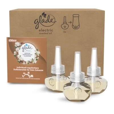 Abbildung von Glade (Brise) Electric Scented Oil Nachfüller, elektrischer Raumduft mit Duftöl, Sensual Sandalwood &amp; Jasmine, 3er Pack (3 x 20 ml)