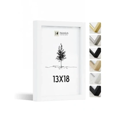 Abbildung von Heimlich® 1x Bilderrahmen 13x18 cm Weiss Rahmen 1 Pack Dokumentenrahmen Klein Collage Holzrahmen Holz Poster Echtholz Picture Frame Fotorahmen zum Aufhängen